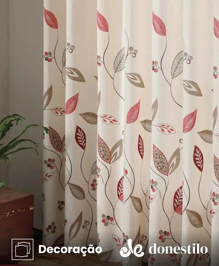 Cortina estampada Döhler Tais II 6134 medidas 3,00X2,50 m