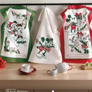 Pano de Copa Döhler Prata Mickey e Minnie 26 Natal medindo 45X65 cm