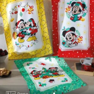 Pano de Copa Döhler Mickey e Minnie 21 Natal medindo 45X65 cm