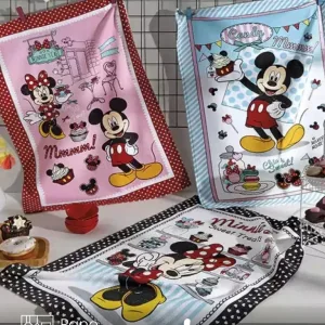 Pano de Copa Prata Mickey e Minnie 13 medindo 45X65 cm Döhler