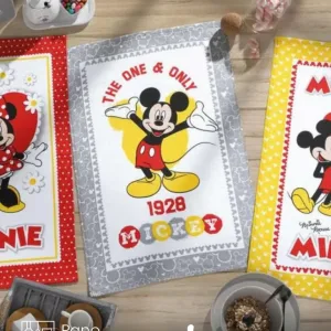 Pano de Copa Döhler Prata Mickey e Minnie 23 medindo 45X65 cm