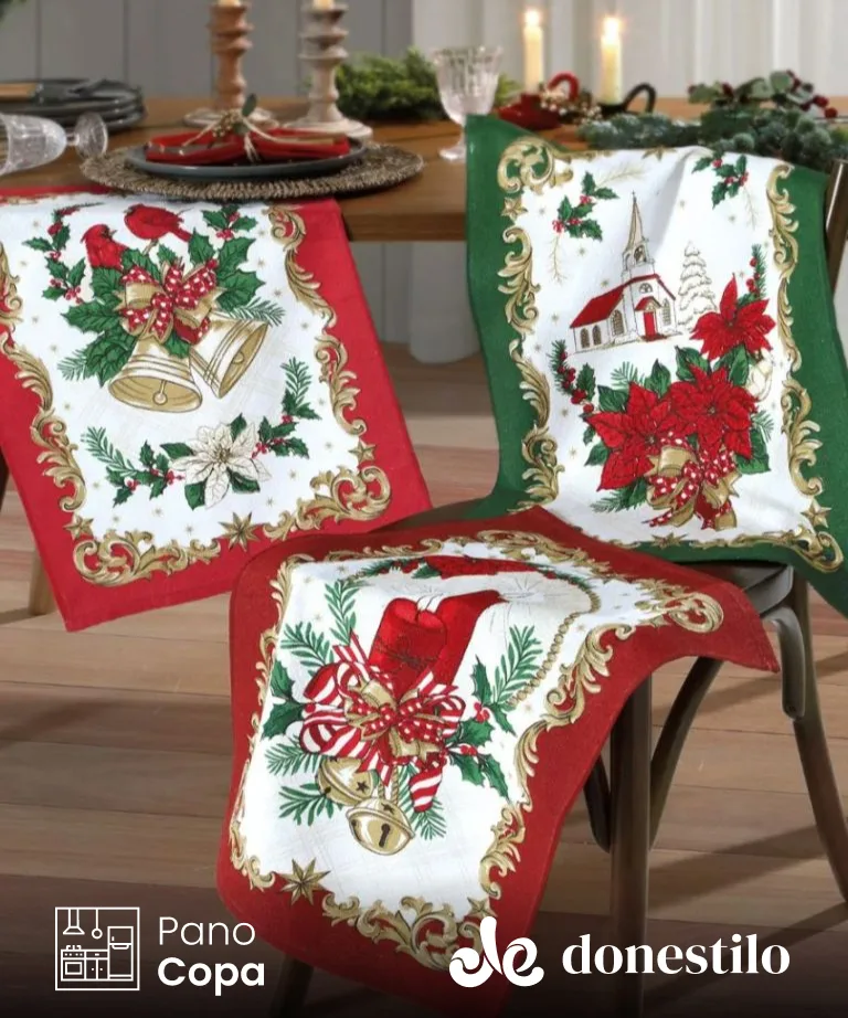 Pano de Copa Döhler Prata Natal 109 medindo 45X65 cm