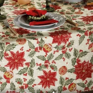 Toalha de Mesa Quadrada Döhler 4 lugares Celebra Natal 106 medidas 1,60X1,60 m