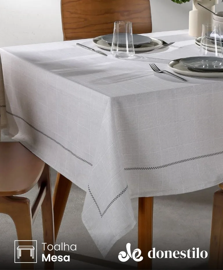 Toalha de Mesa Quadrada 4 lugares Renova Iara 1,40X1,40 m Döhler