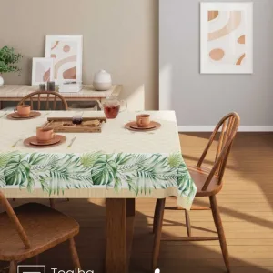 Toalha de Mesa Quadrada Lepper 4 lugares Palmas 1,40X1,40 m
