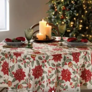 Toalha de Mesa Redonda Döhler 4 lugares Celebra Natal 106 medidas 1,60 m