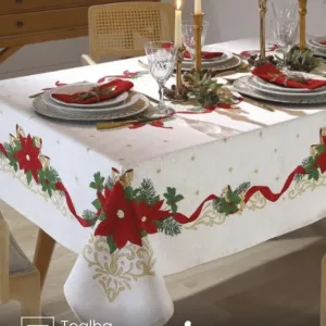 Toalha de Mesa Retangular Döhler 6 lugares Athenas Natal 105 medidas 1,40X2,10 m