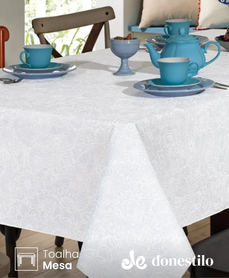 Toalha de Mesa Retangular Döhler 8 lugares Athenas Edite 1,60X2,50 m