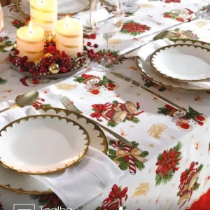 Toalha de Mesa Retangular 8 lugares Athenas Natal 111 medidas 1,60X2,50m Döhler
