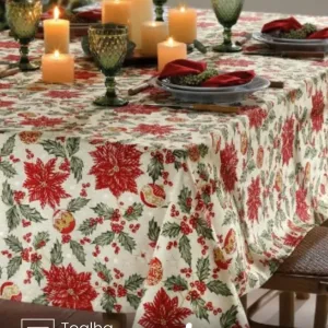 Toalha de Mesa Retangular 8 lugares Celebra Natal 106 medidas 1,60X2,70 m Döhler