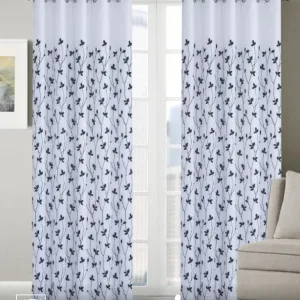 Cortina Voil Bordada Dupla Folhas Pretas 2,70X1,80 m Jolitex