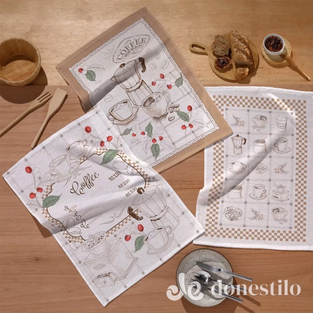 Pano de Copa Prata Hora Do Cafe 45X65 cm Döhler (1 peça)